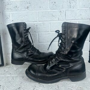 Vintage Corcoran Black Leather Paratrooper Jump Combat Boots USA Made Men 11